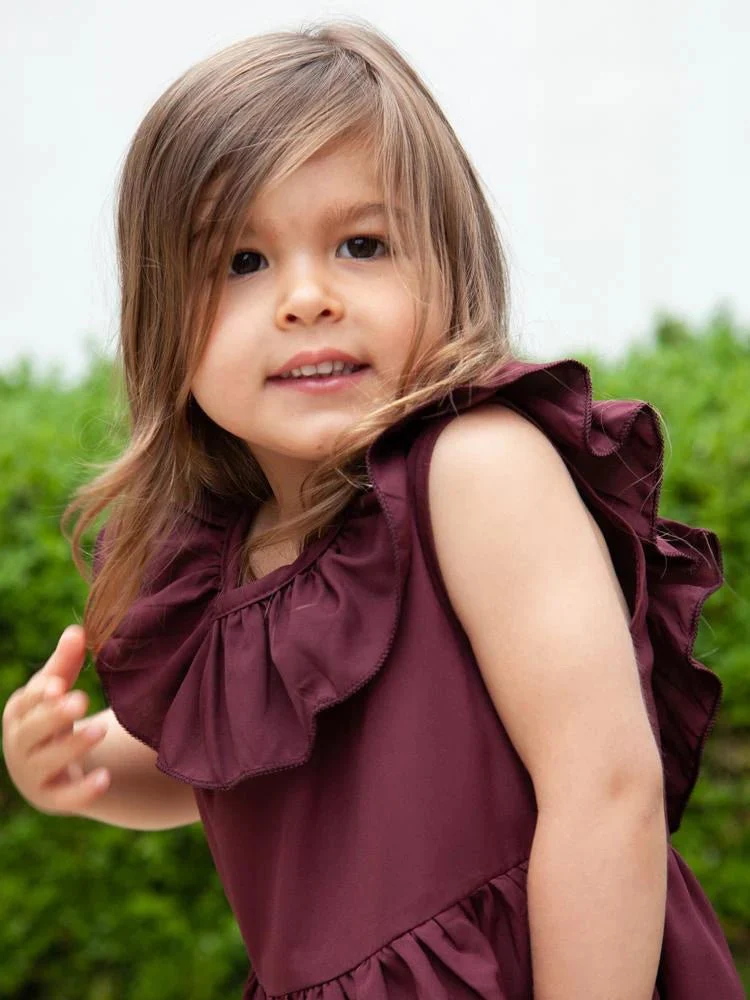 Little Girls Dark Red Bow Back Party Dress (Various Sizes) - Image 4