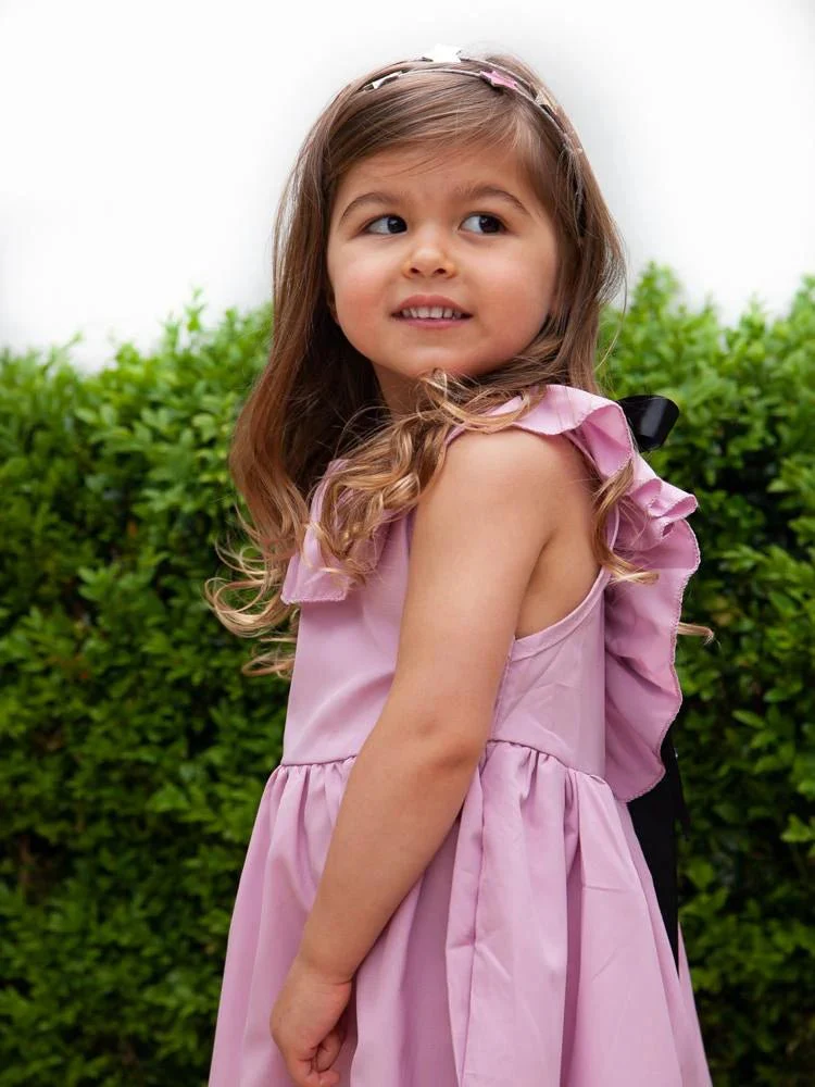 Little Girls Pink Bow Back Party Dress (Various Sizes) - Image 3