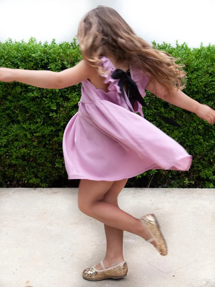Little Girls Pink Bow Back Party Dress (Various Sizes) - Image 5