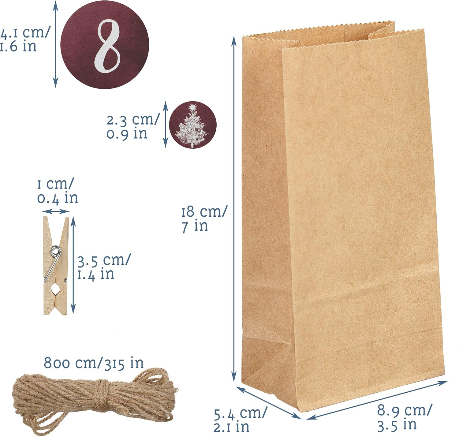 DIY Advent Calendar Kit - Beautiful Craft Advent Calendar with 24 Paper Bags and Craft Stickers - - Image 3