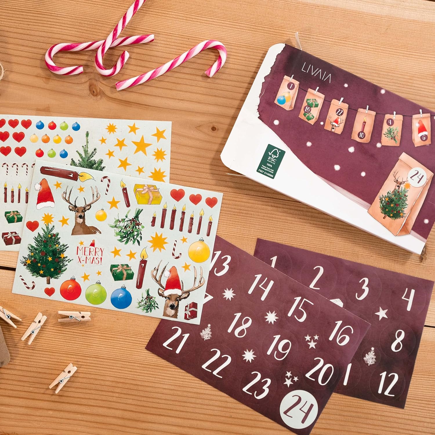 DIY Advent Calendar Kit - Beautiful Craft Advent Calendar with 24 Paper Bags and Craft Stickers - - Image 5