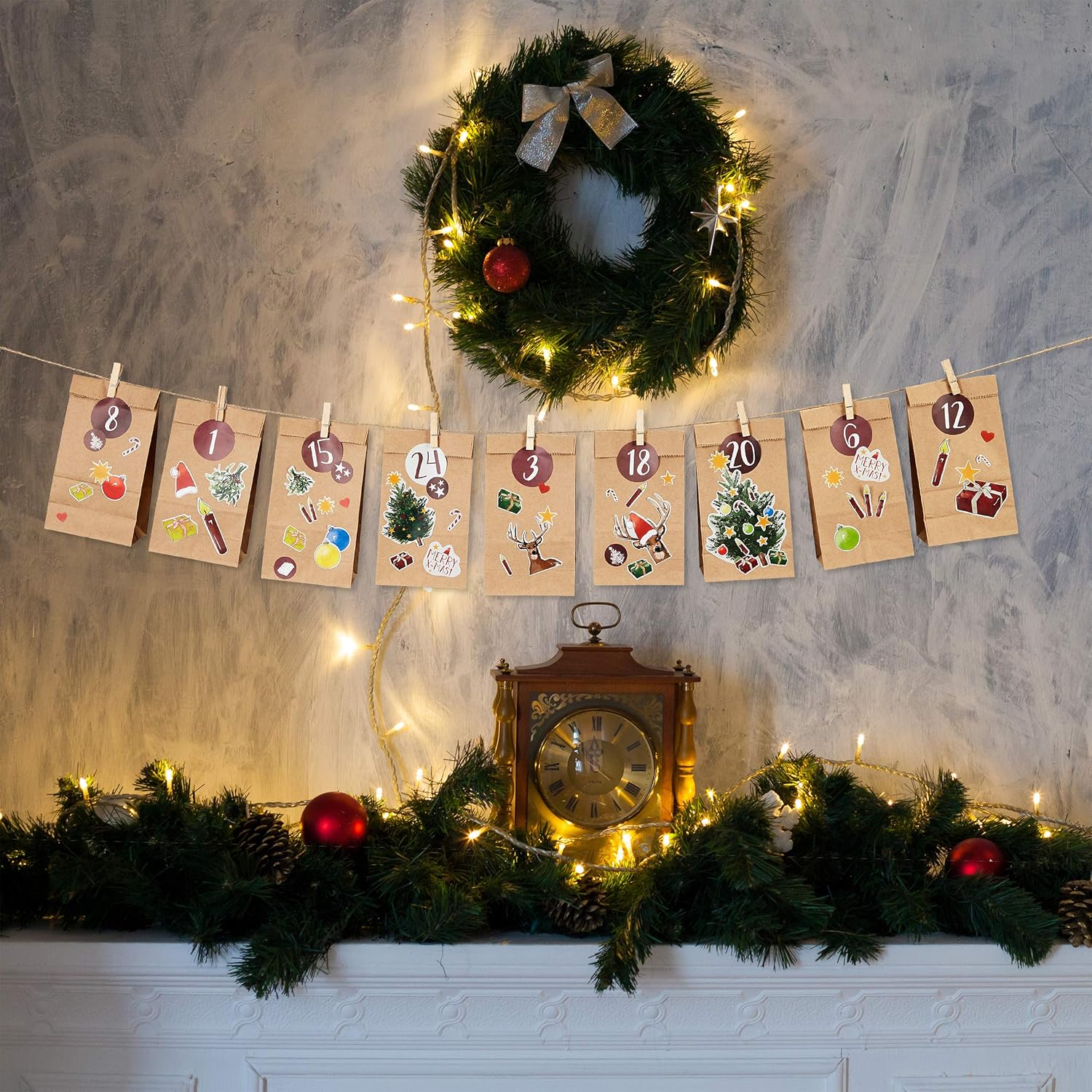 DIY Advent Calendar Kit - Beautiful Craft Advent Calendar with 24 Paper Bags and Craft Stickers - - Image 6