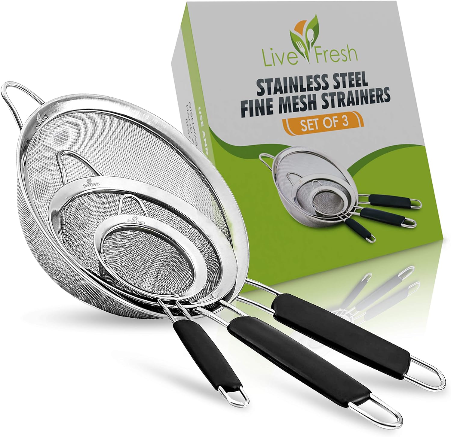 LiveFresh Kitchen Sieve Set - Set Of 3