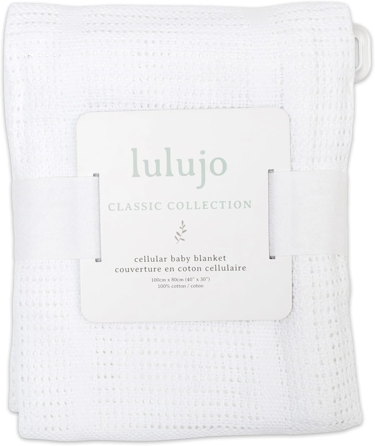 Lulujo 100% Cotton Cellular Baby Blanket - White - Image 3