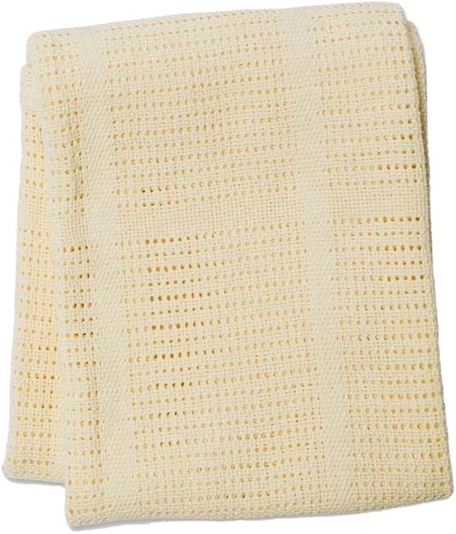 Lulujo 100% Cotton Cellular Baby Blanket - Yellow - Image 3