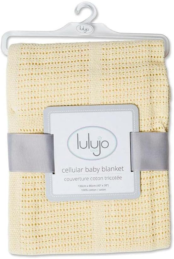Lulujo 100% Cotton Cellular Baby Blanket - Yellow - Image 4