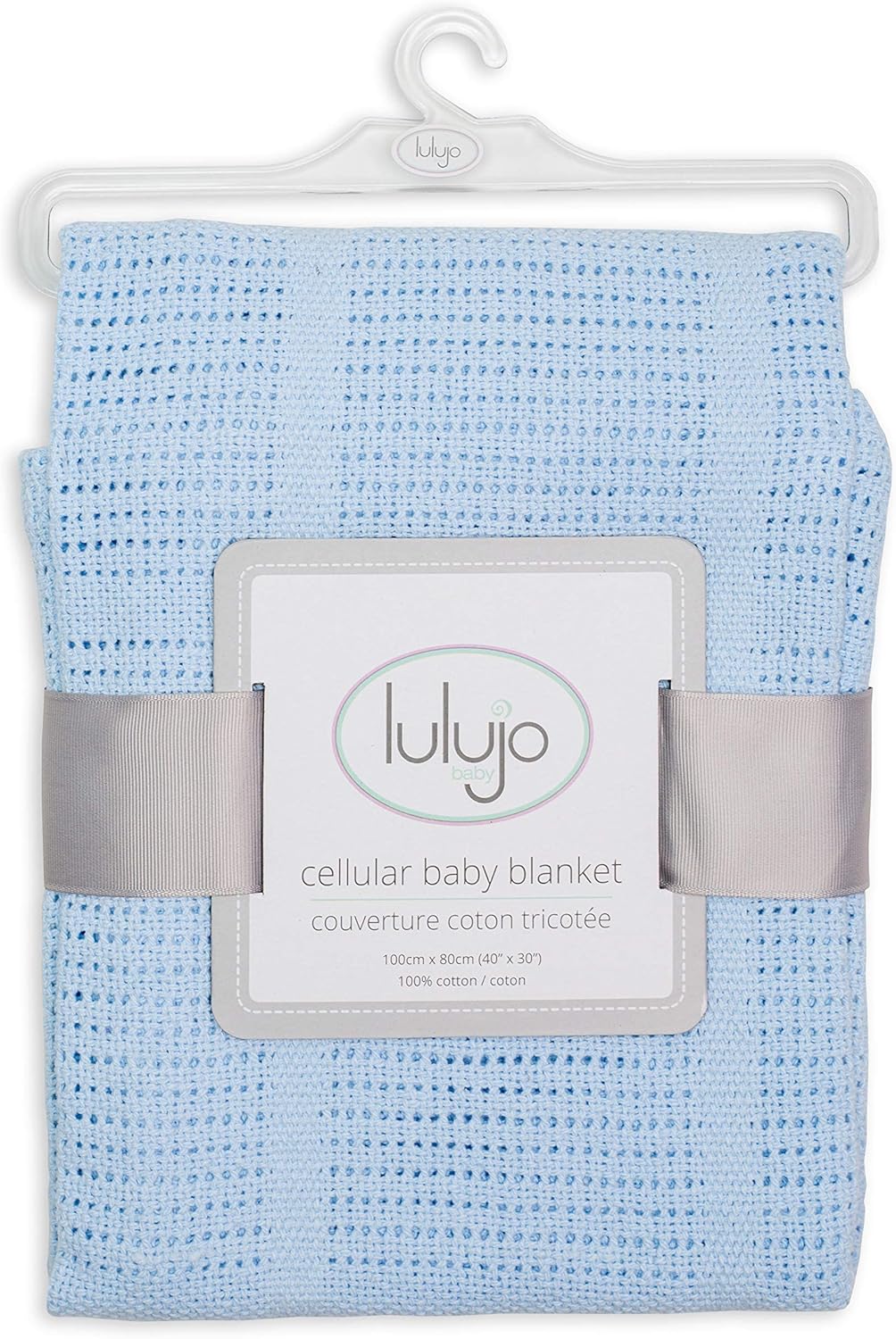 lulujo Baby Cellular Baby Blanket - Blue - Image 2
