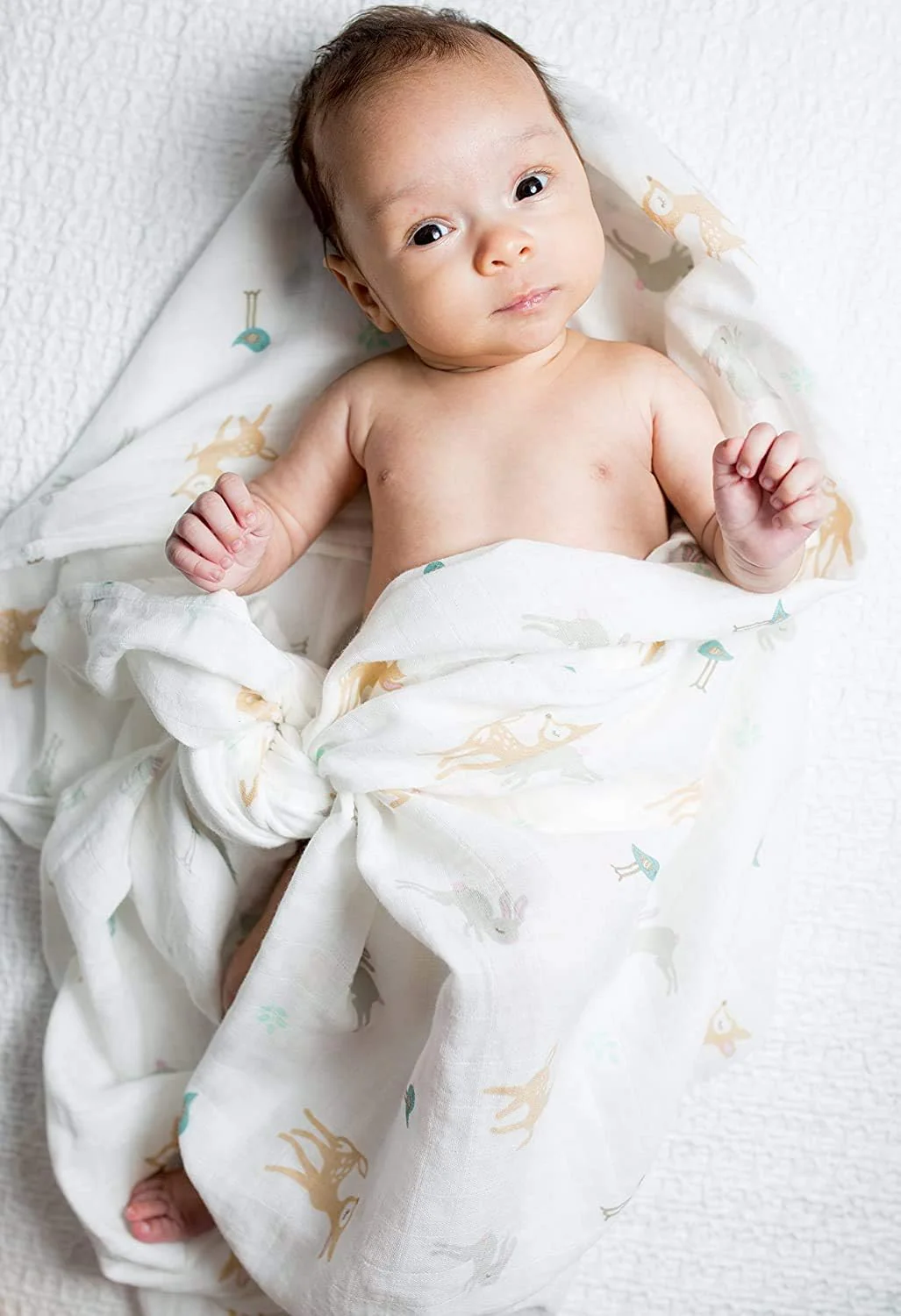 Lulujo Baby Muslin Swaddle Blanket – Little Fawn - Image 3