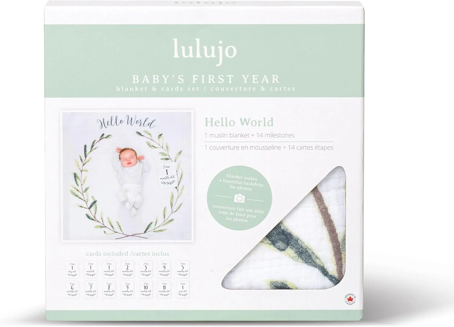 lulujo Baby’s First Year Milestone Blanket and Card Set - Wreath