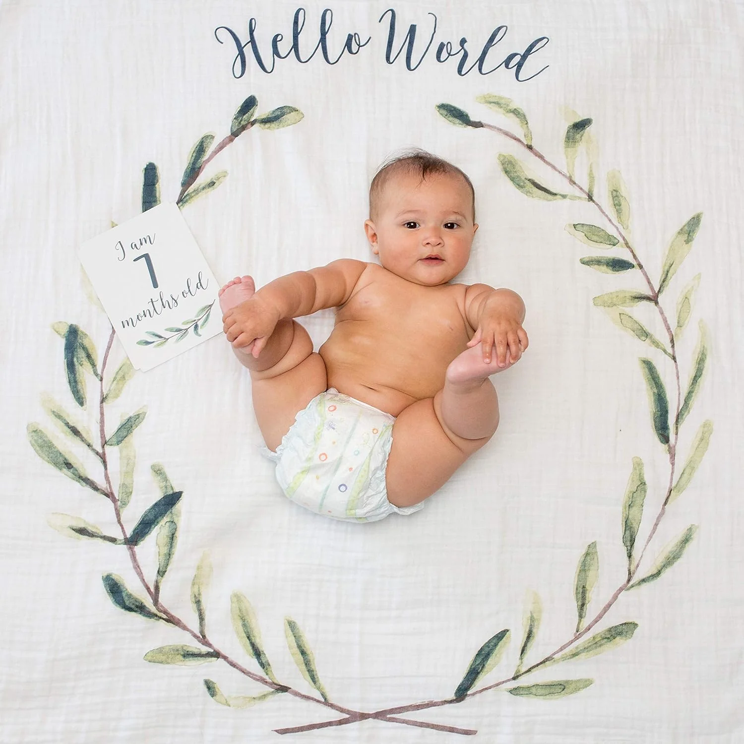 lulujo Baby’s First Year Milestone Blanket and Card Set - Wreath - Image 4