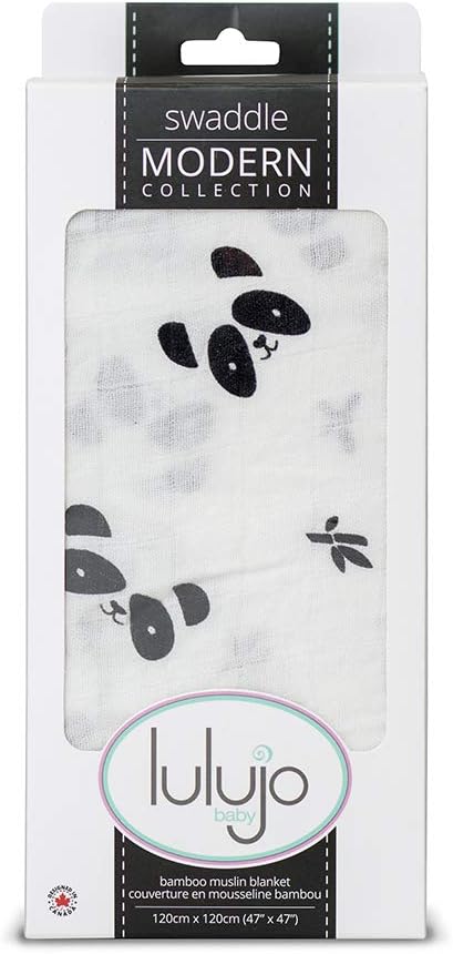 Lulujo Bamboo Swaddle Blanket Modern Collection (Panda) - Image 3