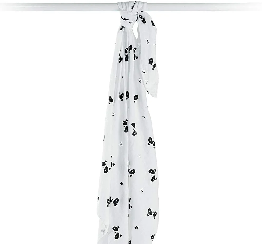 Lulujo Bamboo Swaddle Blanket Modern Collection (Panda) - Image 4