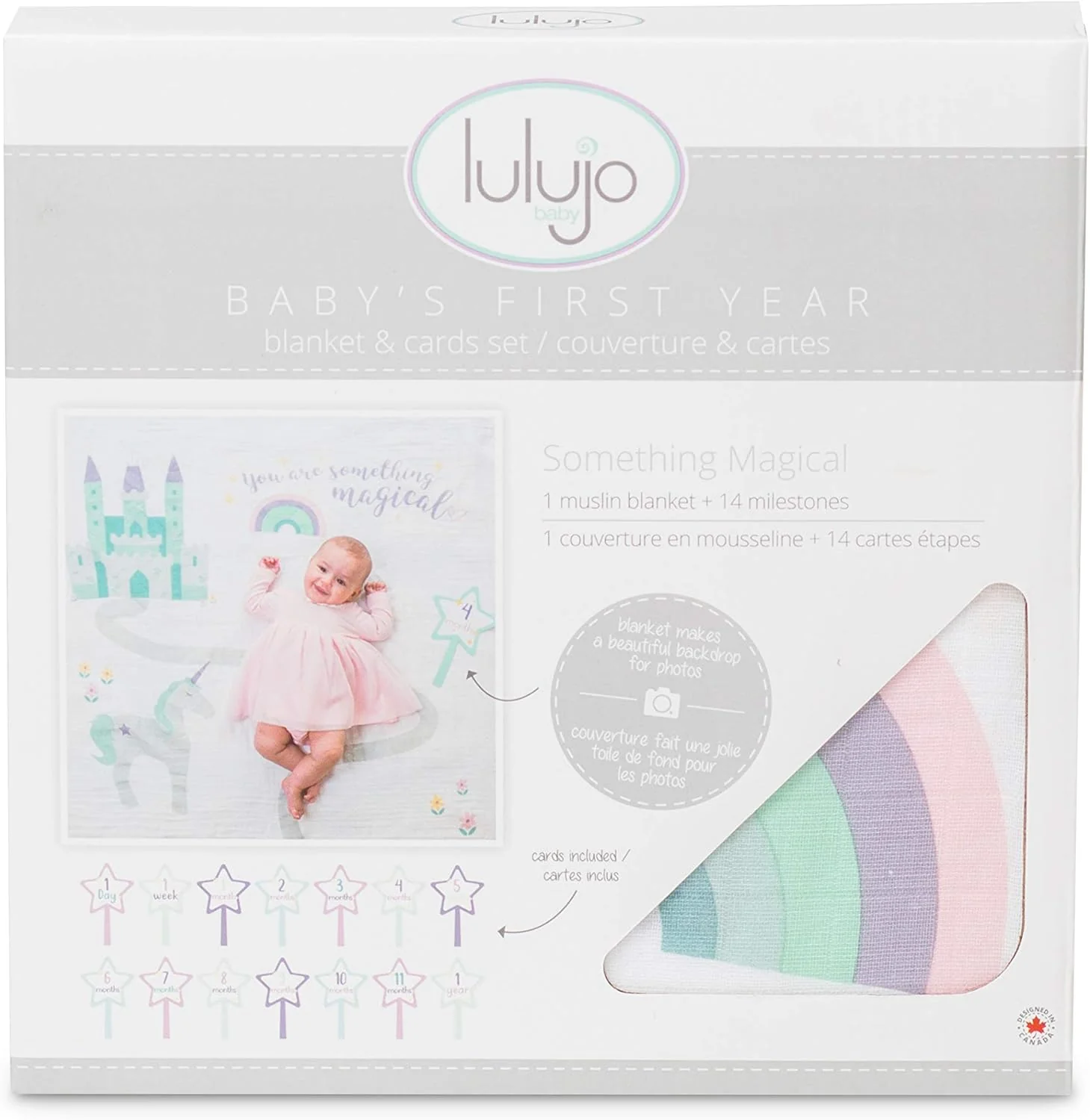 Lulujo Cotton Baby Swaddle & Cards - Something Magical