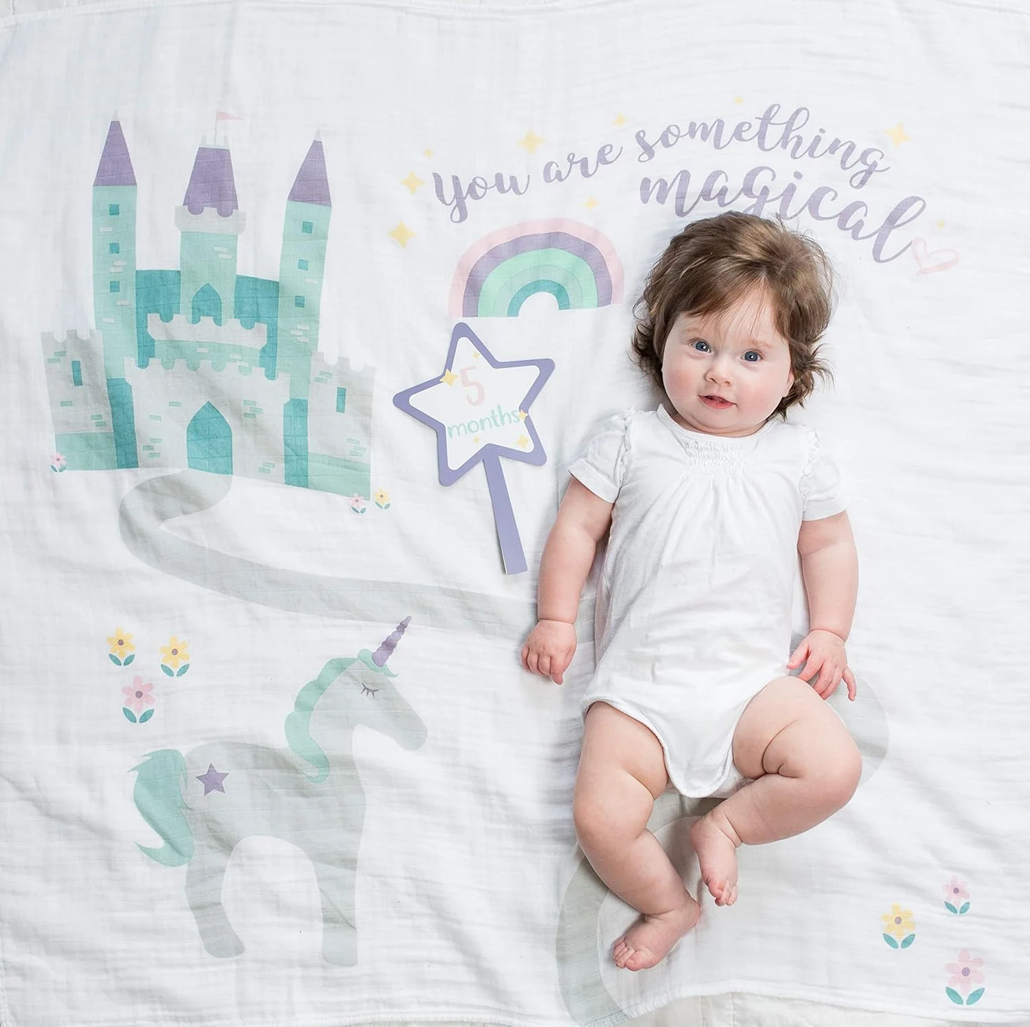Lulujo Cotton Baby Swaddle & Cards - Something Magical - Image 3
