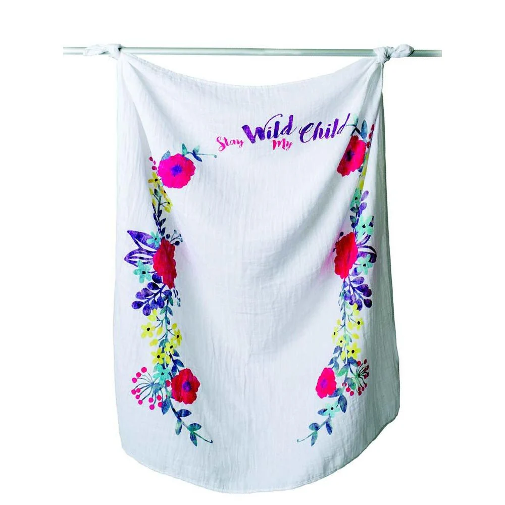 Lulujo Cotton Swaddle & Cards Gift Set (Stay Wild My Child) - Image 2