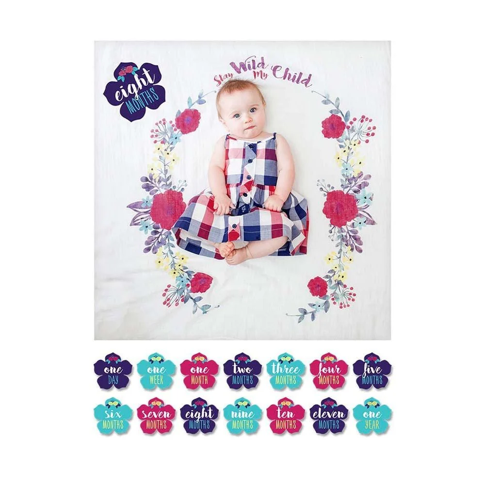 Lulujo Cotton Swaddle & Cards Gift Set (Stay Wild My Child) - Image 3