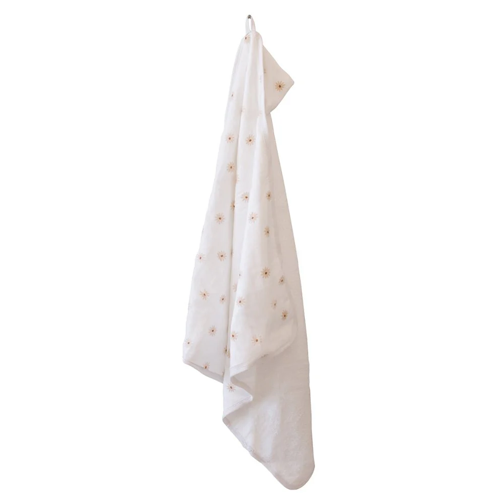 Lulujo Hooded Absorbent Baby Bath Towel - Daisies - Image 3