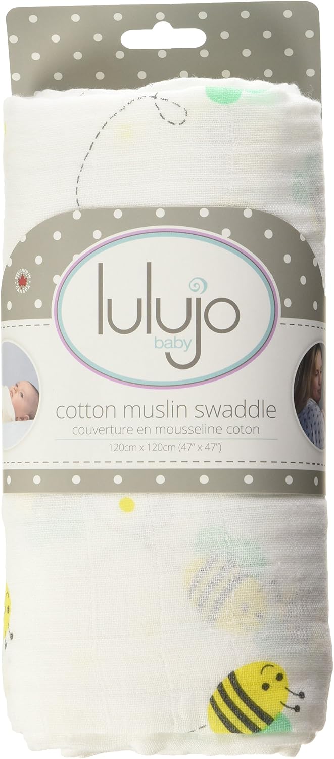 Lulujo - Large Cotton Muslin Swaddle - Bumble Bee - Image 3
