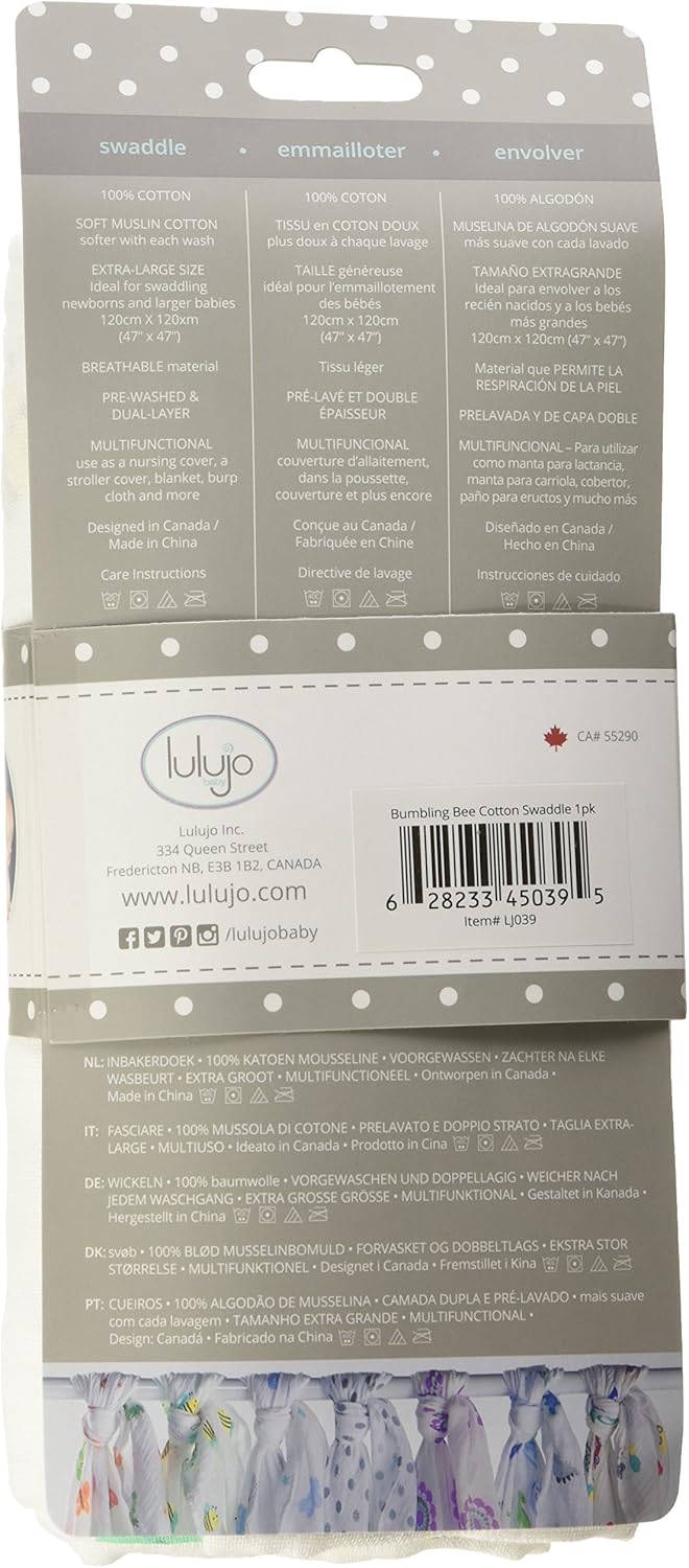 Lulujo - Large Cotton Muslin Swaddle - Bumble Bee - Image 4