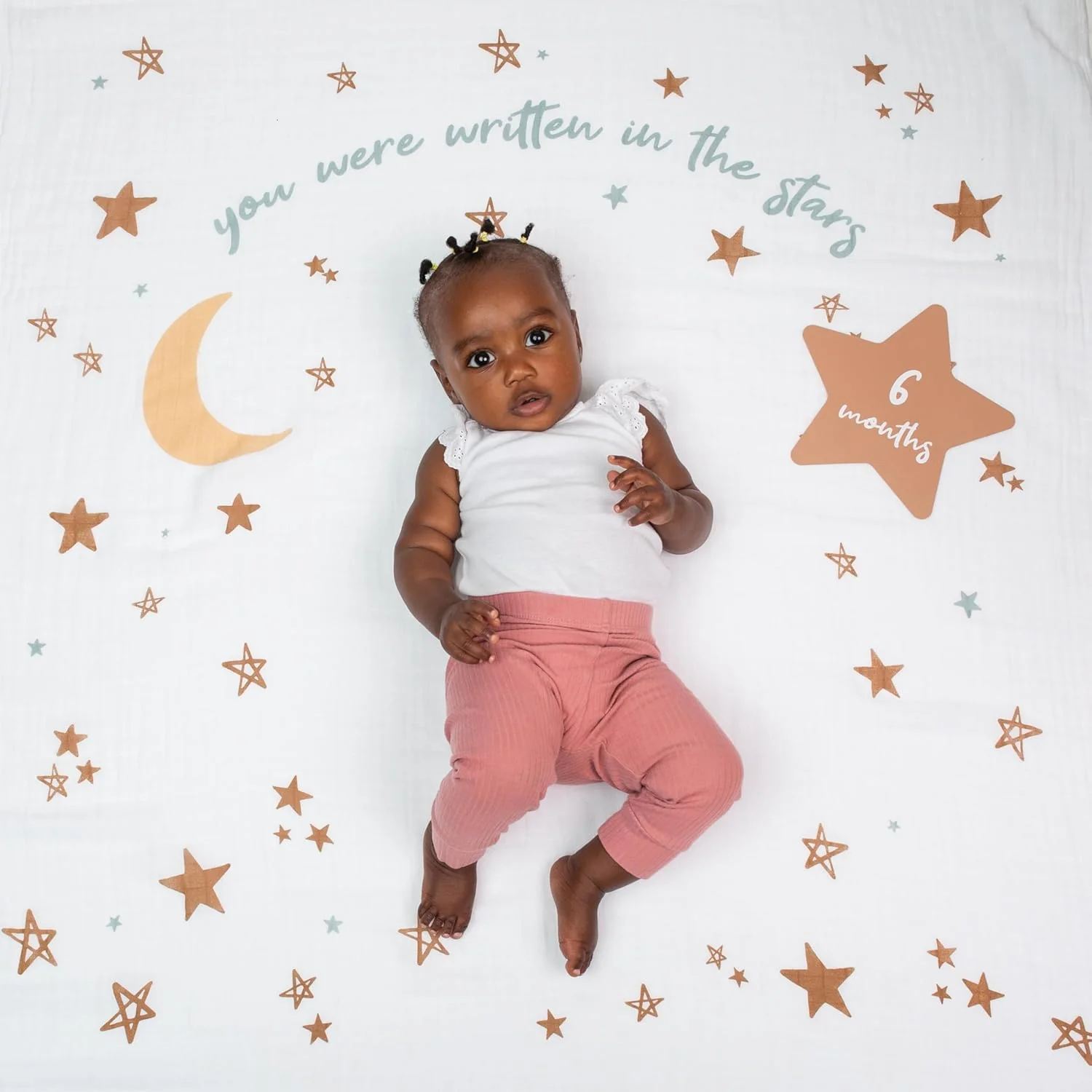 Lulujo Simple Cotton Baby Swaddle and Cards - Written in The Stars - Image 5
