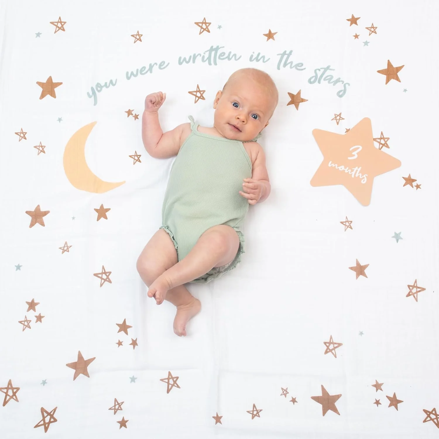 Lulujo Simple Cotton Baby Swaddle and Cards - Written in The Stars - Image 6