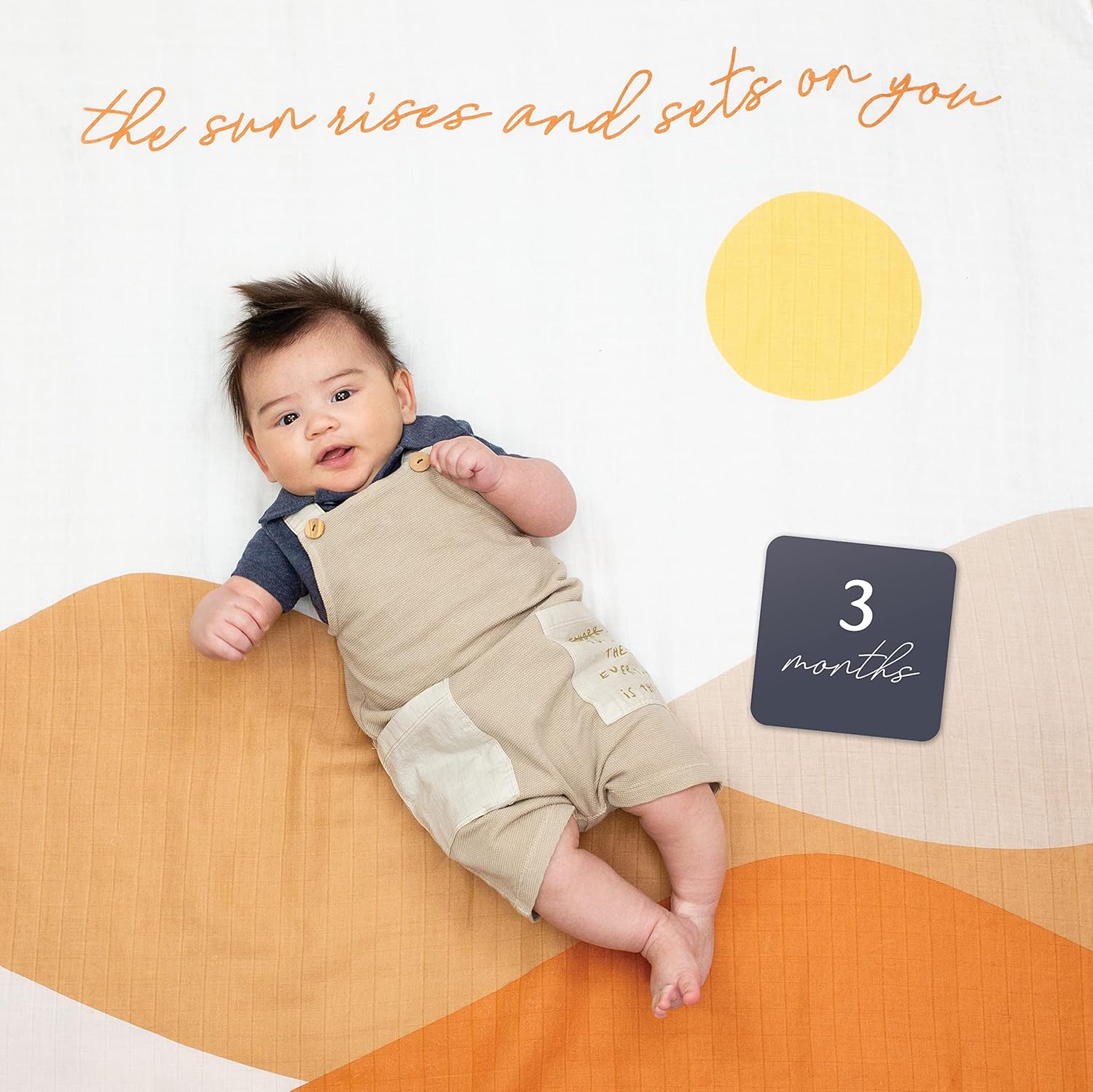 Lulujo Single Cotton Baby Swaddle & Cards - Sun Rises - Image 8