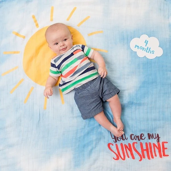Lulujo You Are My Sunsine Muslin Blanket + Milestone Cards - Image 2