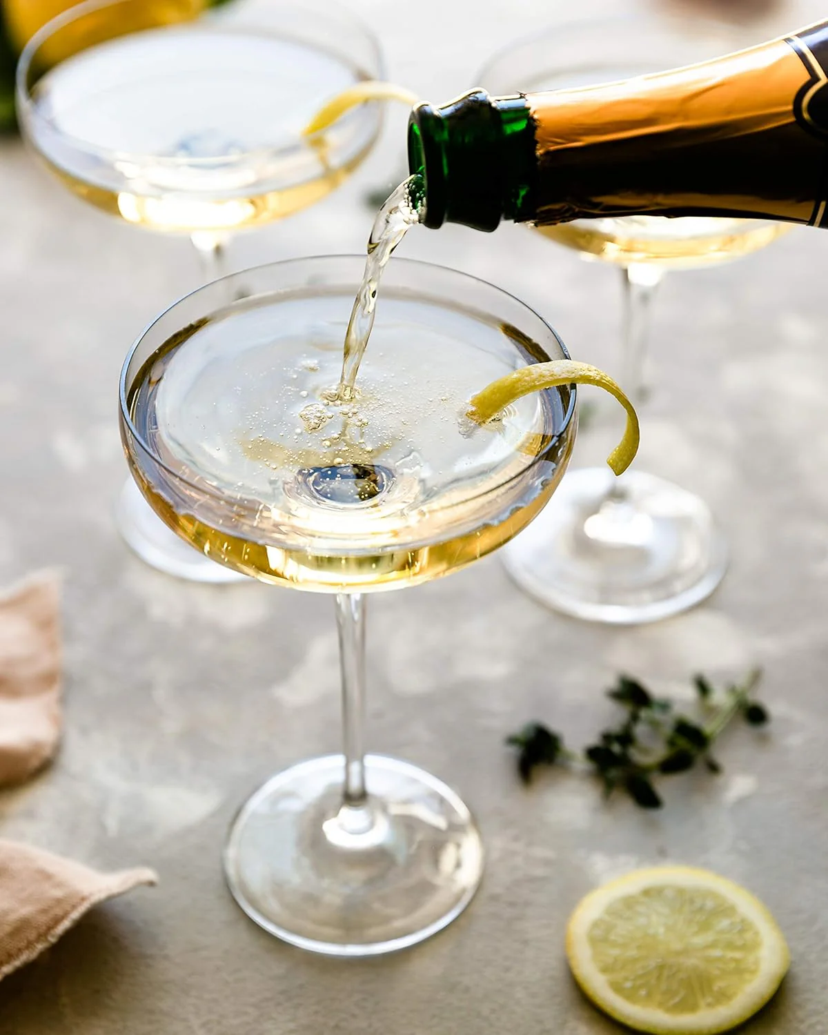 Lunar Oceans Champagne Saucers, Crystalline Coupe Glasses (Set of 2) - Image 4
