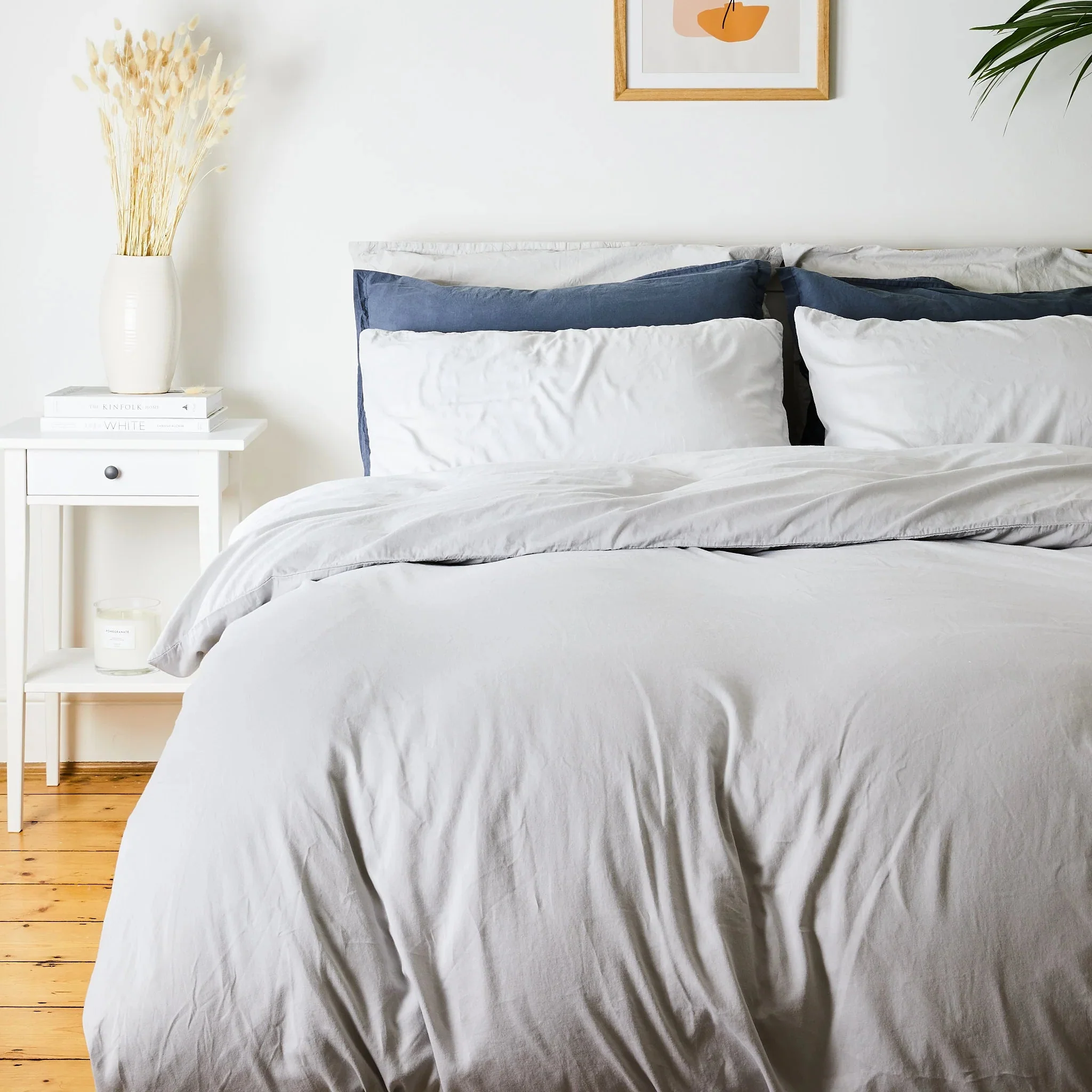 Lunar Oceans Luxe Soft Cotton Bedding Bundle - Light Grey (Size: Double Bed) - Image 5