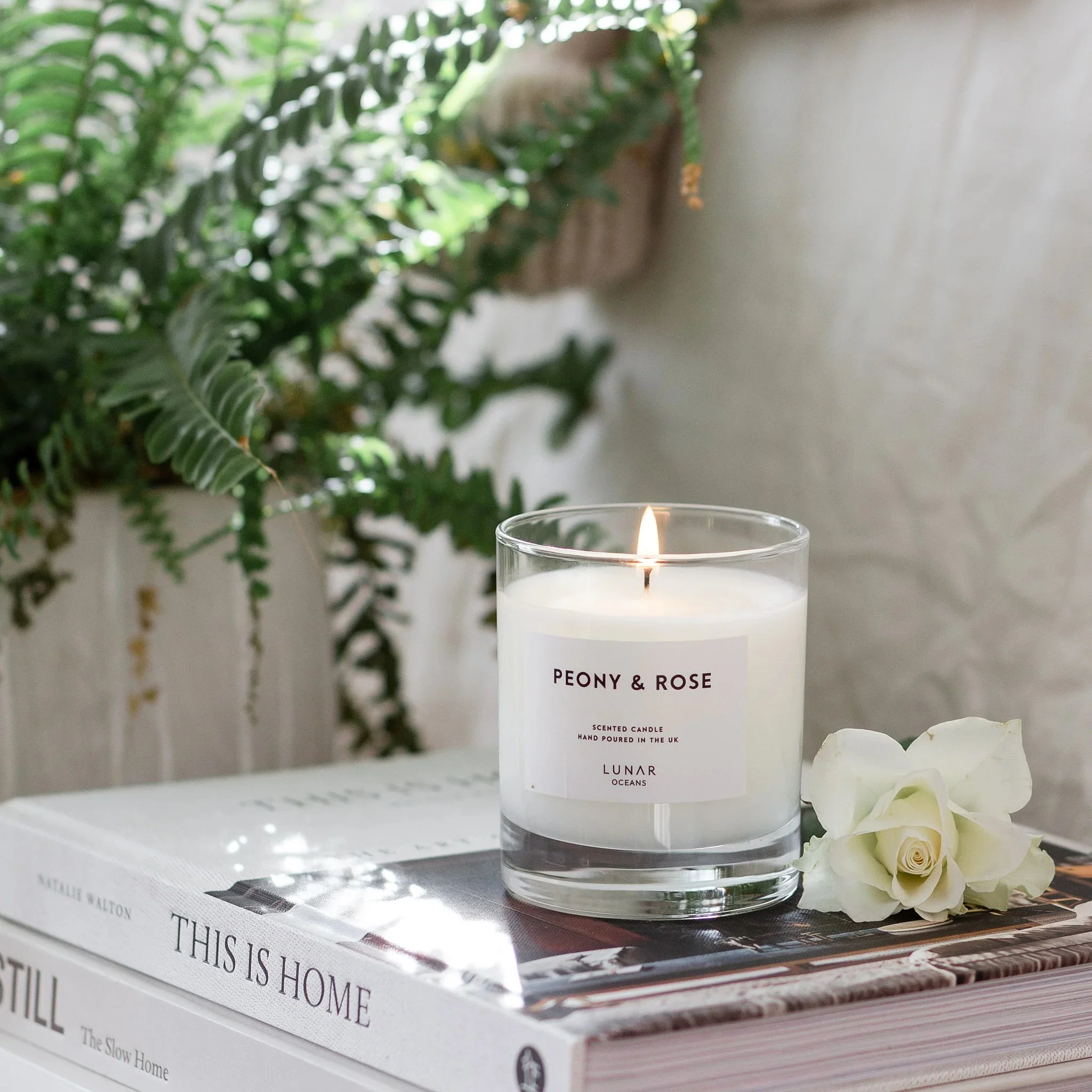 Lunar Oceans Peony & Rose Scented Candle - 200g - Image 2