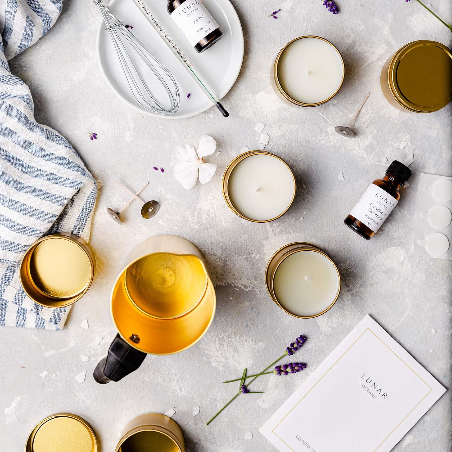 Lunar Oceans Scented Candle Making Kit (Lavender, Geranium & Amber) - Image 5