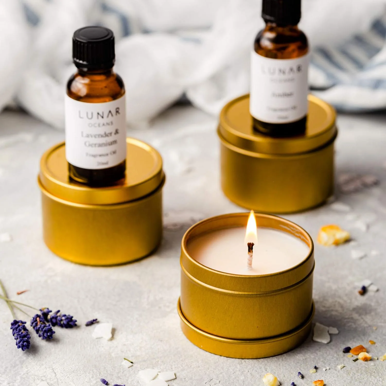 Lunar Oceans Scented Candle Making Kit (Lavender, Geranium & Amber) - Image 6