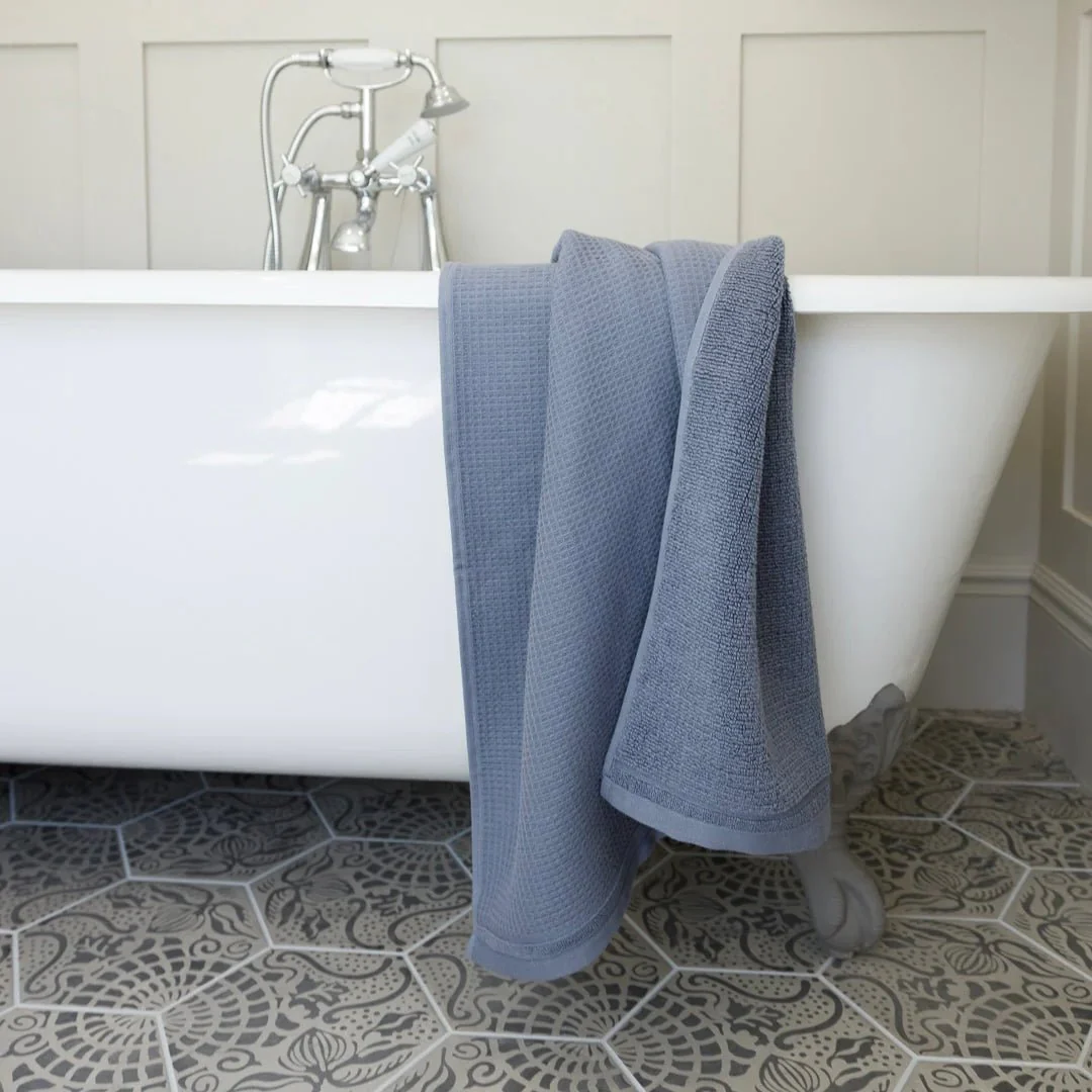 Lunar Oceans Waffle Terry Bath Sheet (XL) - Blue (Set of 3) - Image 4