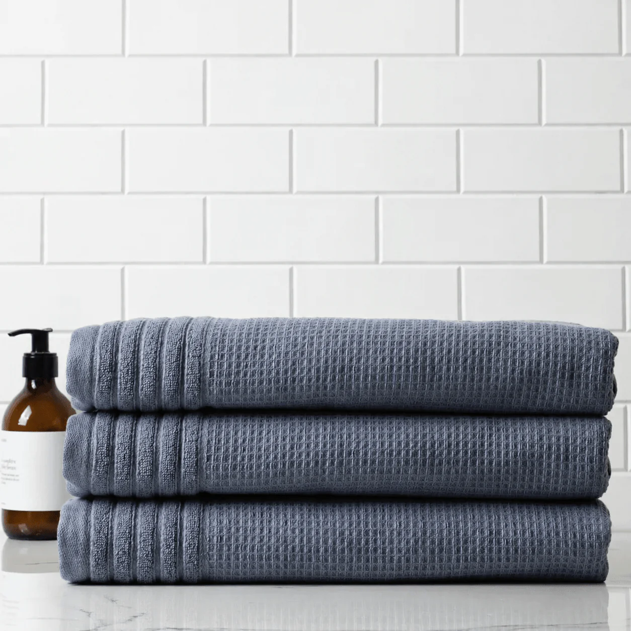 Lunar Oceans Waffle Terry Bath Sheet (XL) - Blue (Set of 3) - Image 5