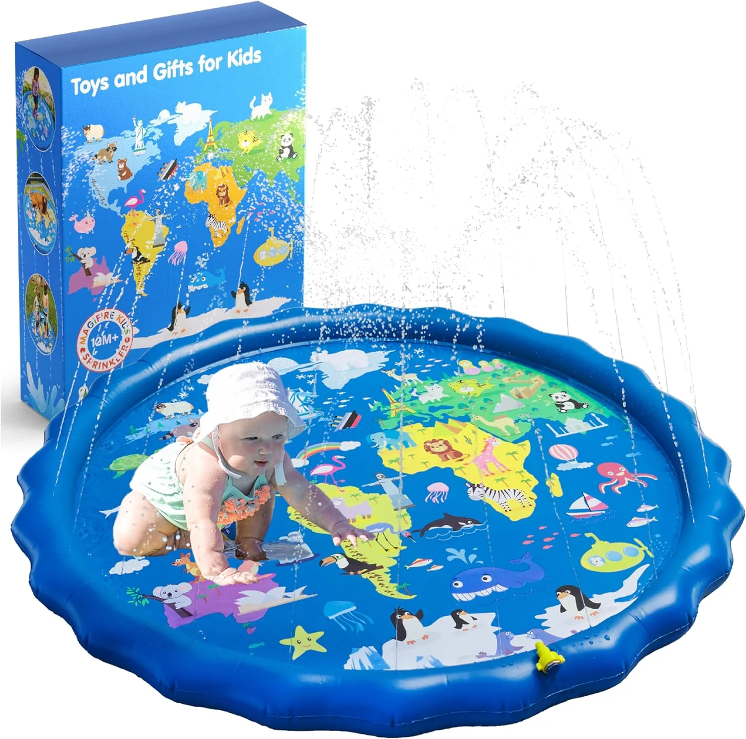 Magifire World Map Sprinkler Splash Pad for Toddlers - 1-3YRS