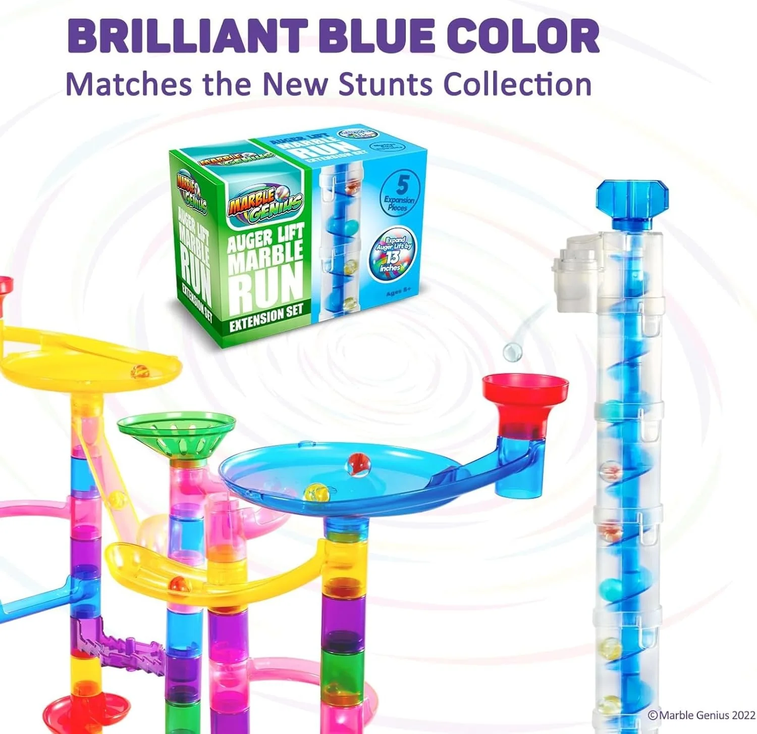 Marble Genius Marble Run Auger Lift Extension - Blue (5Y+) - Image 5