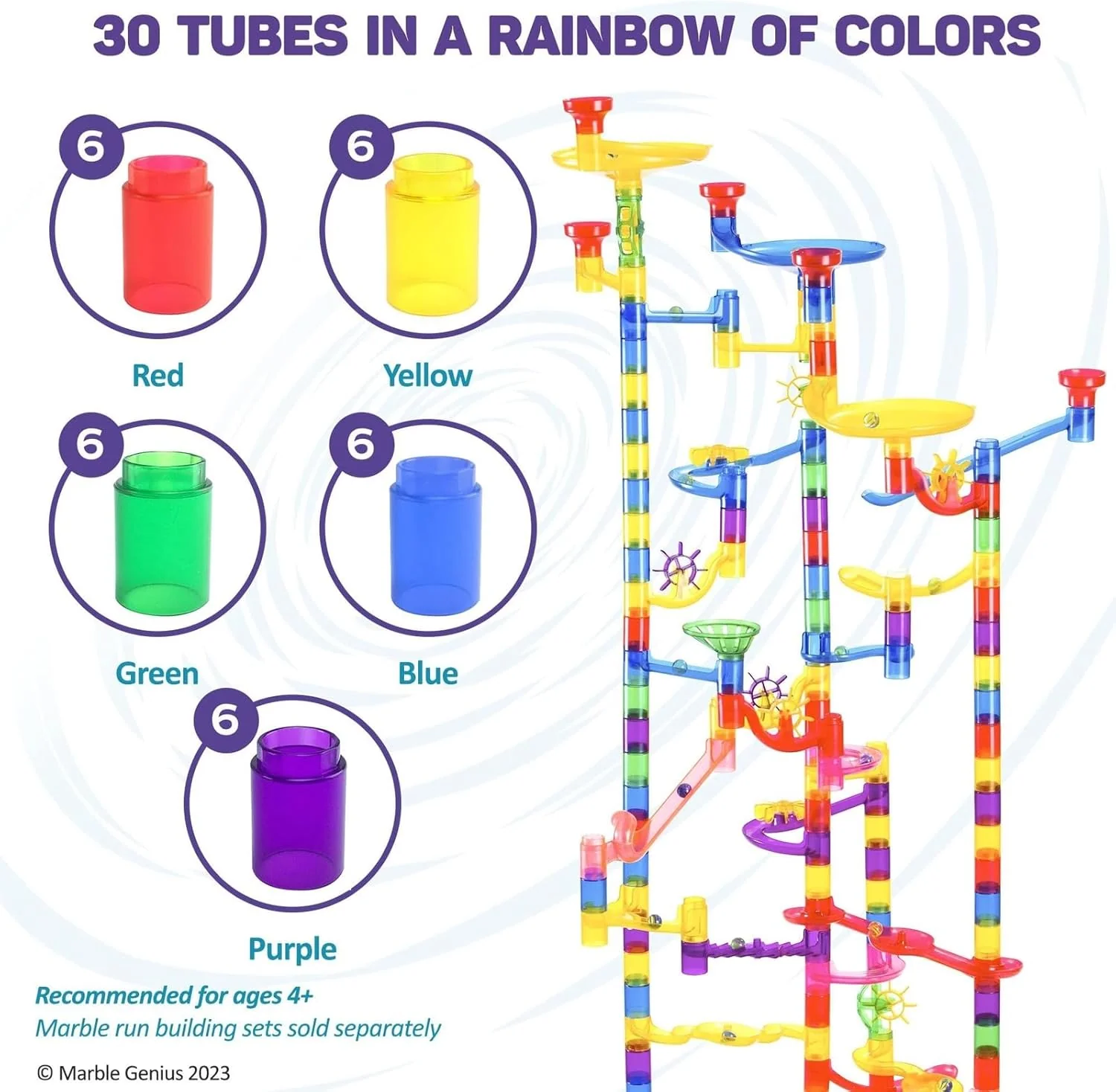 Marble Genius Tubes - Marble Run Accessory Add-On Set (30 Pieces) - Image 3