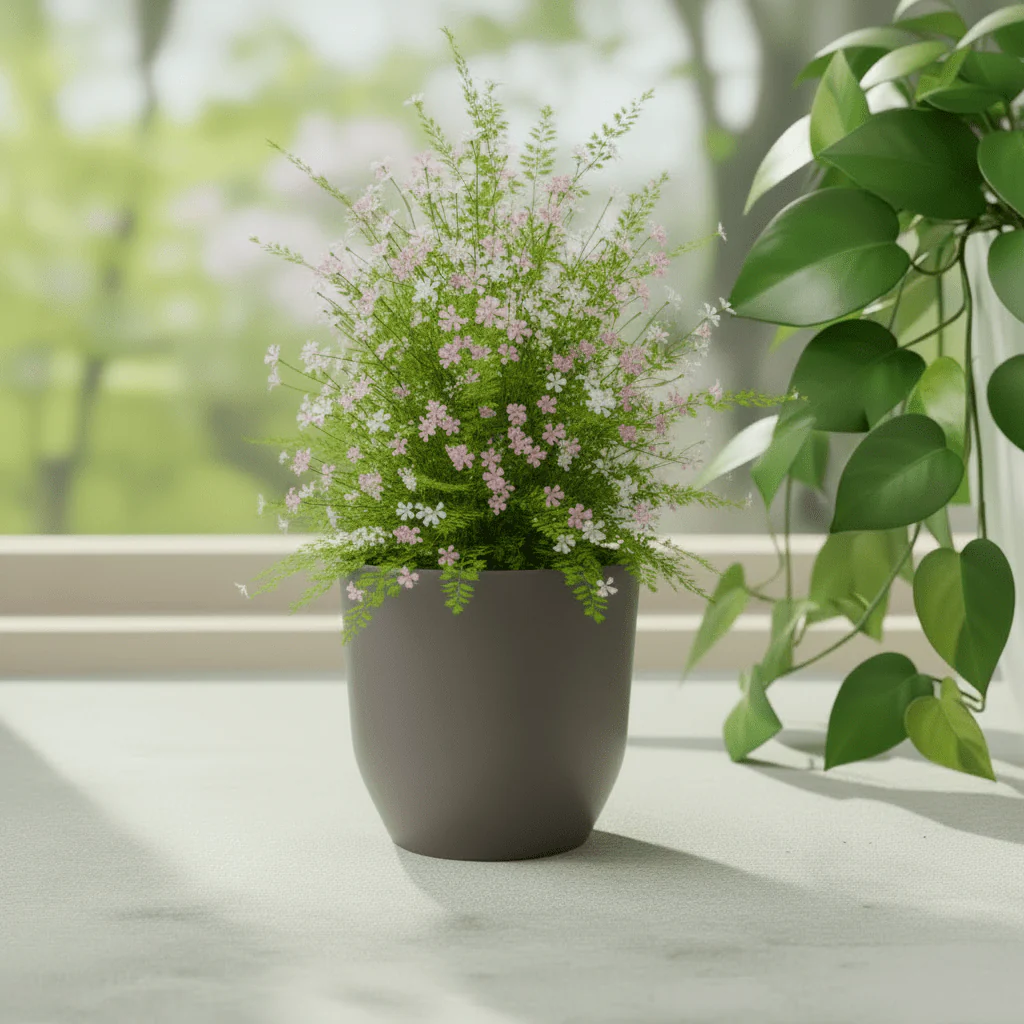 Matte Gray Ceramic Planter Pot With Drainage Design 12cm - Image 2