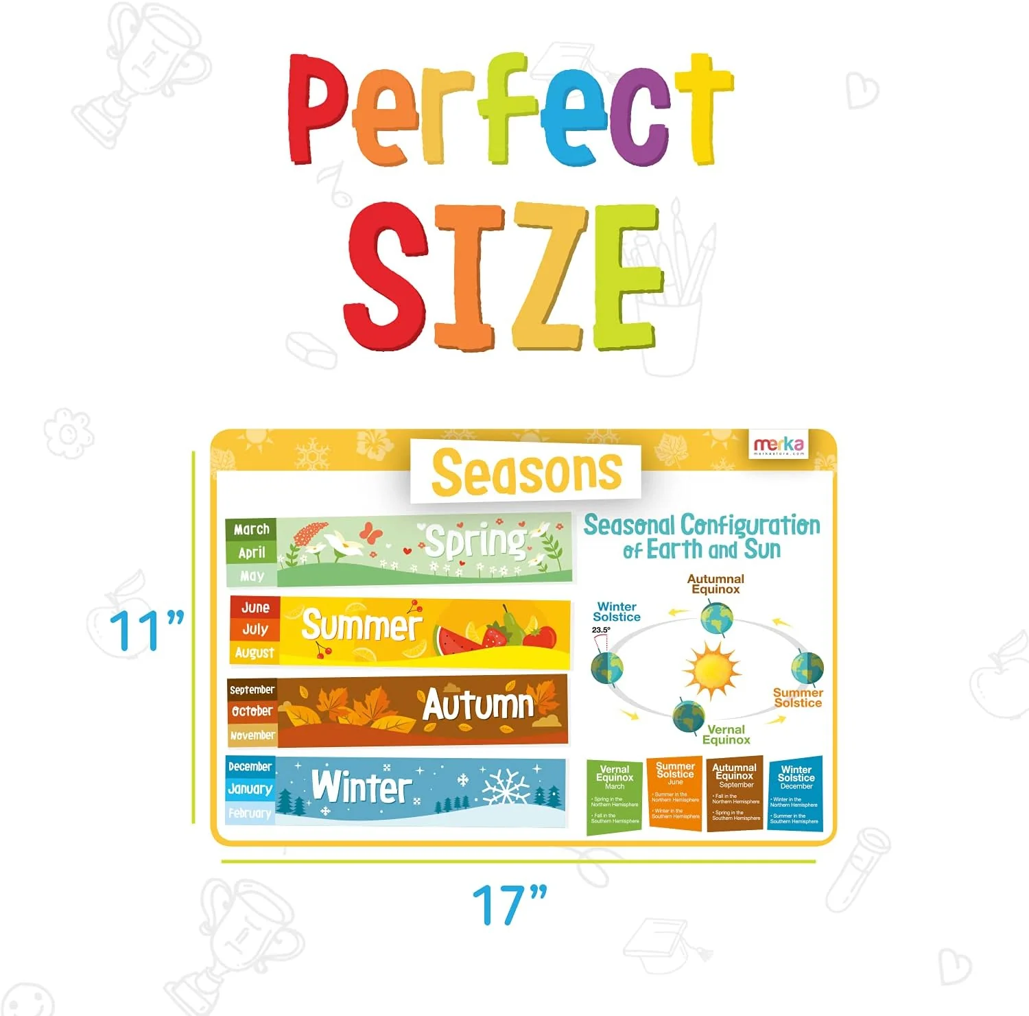 Merka Kids' Educational Placemats - 4 Pack: Time, Money, Calendar, Seasons - Image 2