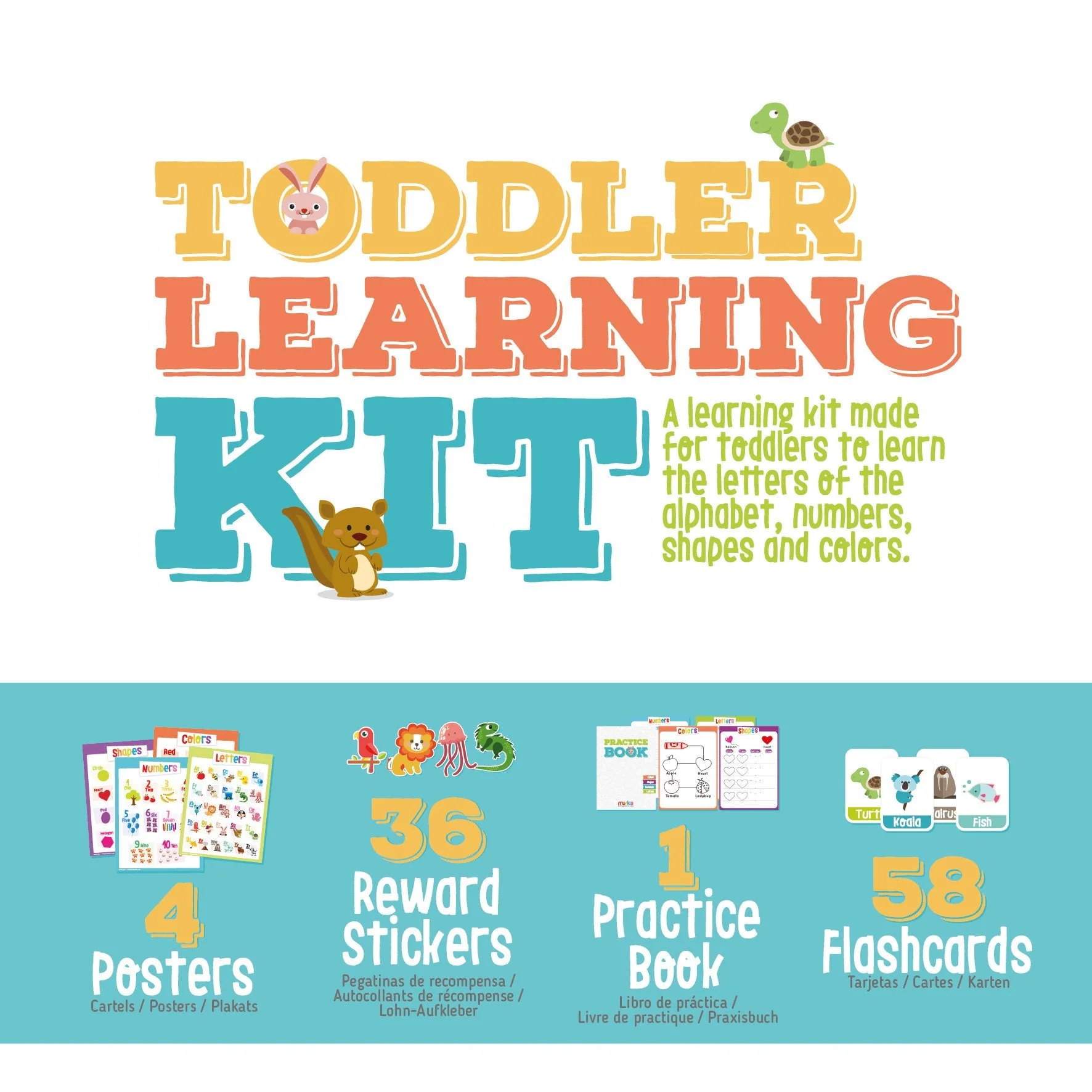Merka Toddler Learning Kit: Posters, Flashcards, Book and Stickers - 18M+ - Image 5