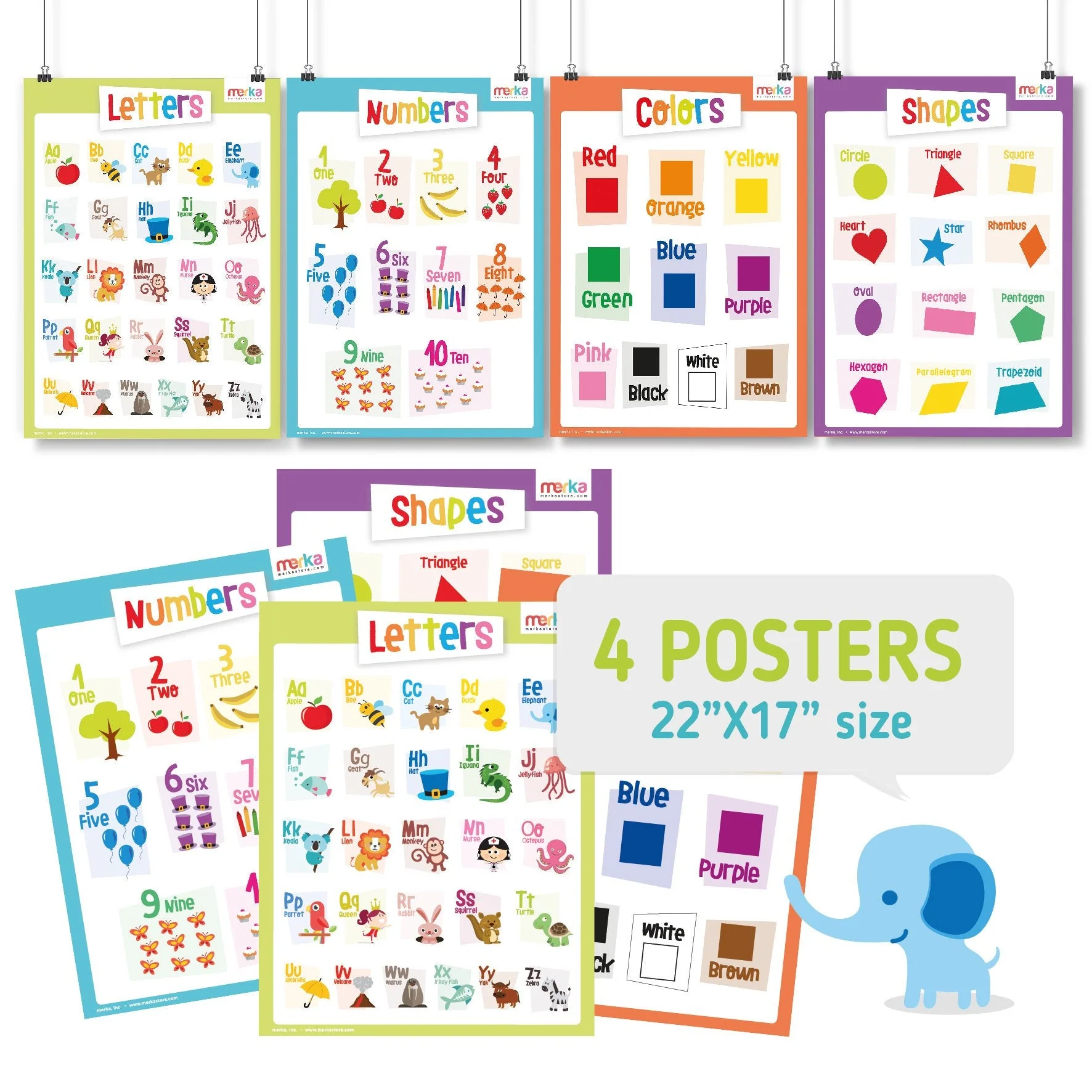 Merka Toddler Learning Kit: Posters, Flashcards, Book and Stickers - 18M+ - Image 6