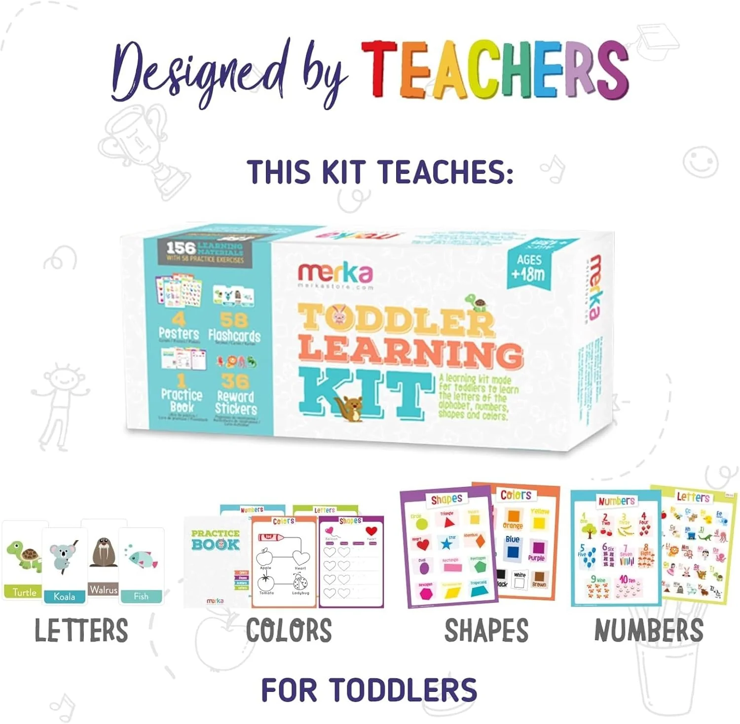 Merka Toddler Learning Kit: Posters, Flashcards, Book and Stickers - 18M+ - Image 8