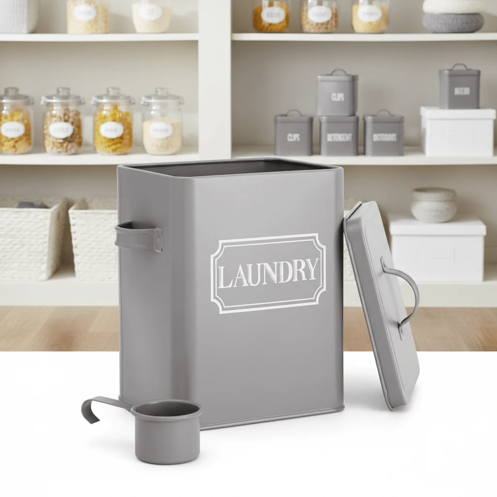 Farmlyn Creek Metal Laundry Storage Container with Lid and Handles 3 litre - Image 2