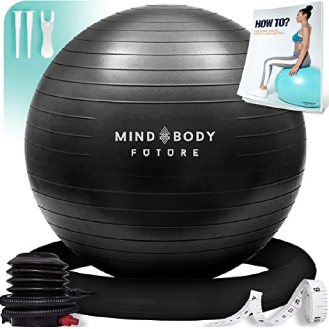 Mind Body Future Exercise Yoga Pregnancy Ball with Stability Ring & Pump - Image 10