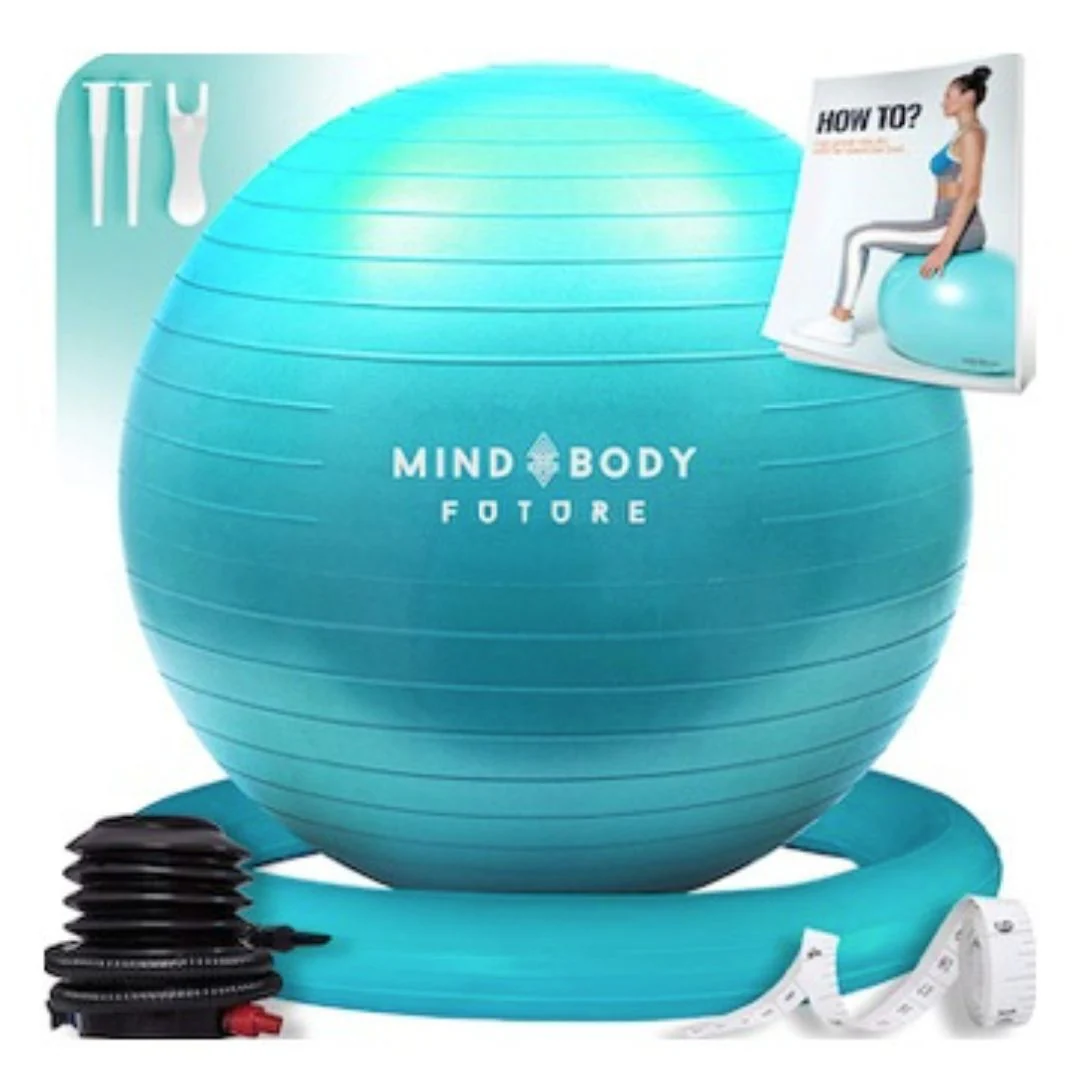 Mind Body Future Exercise Yoga Pregnancy Ball with Stability Ring & Pump - Image 11