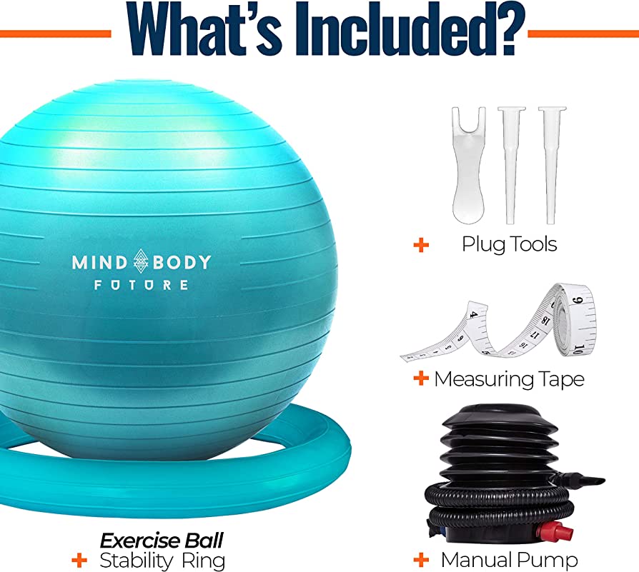 Mind Body Future Exercise Yoga Pregnancy Ball with Stability Ring & Pump - Image 8