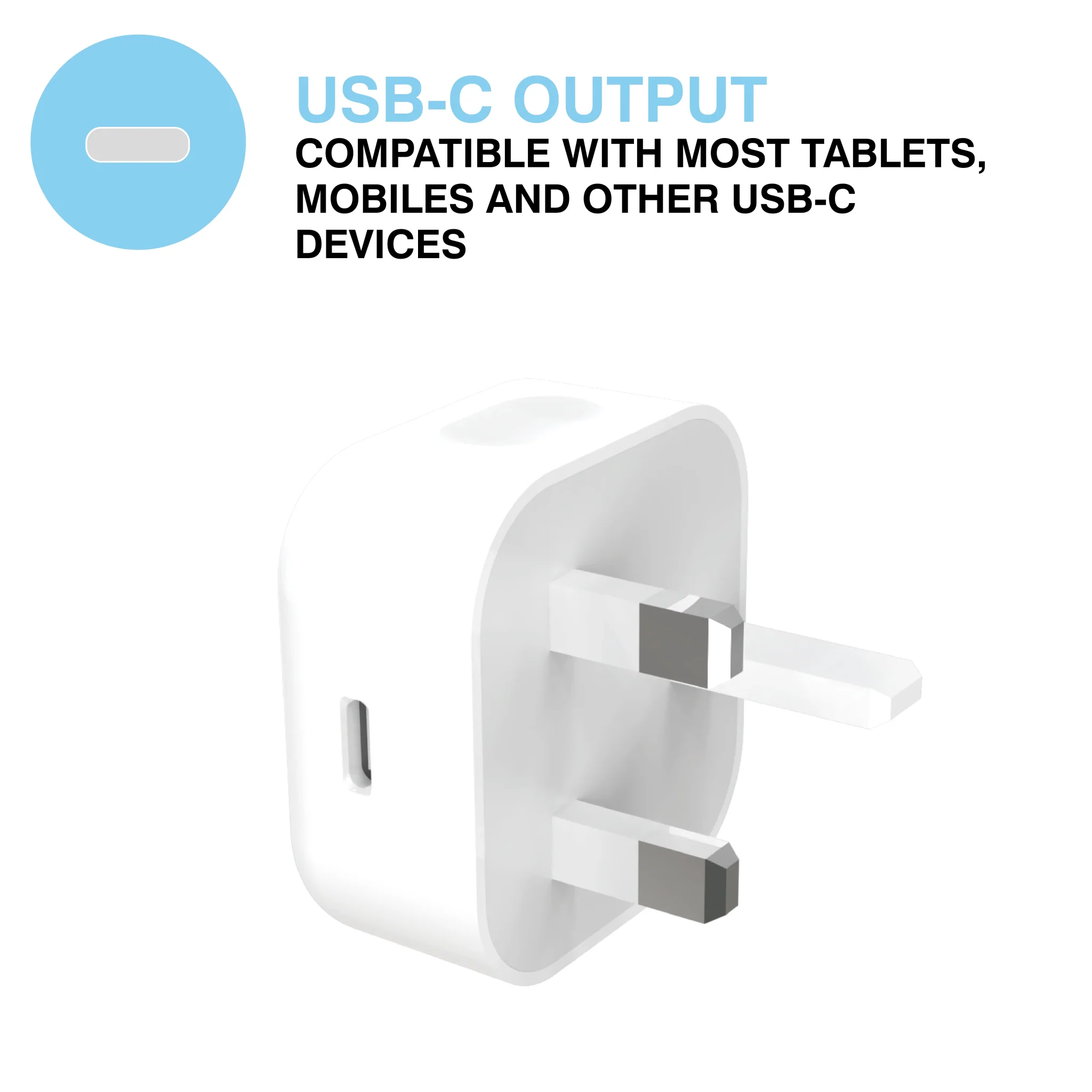 MiTEC MiPOWER PD 20W Fast USB-C Mains Charger - White - Image 3