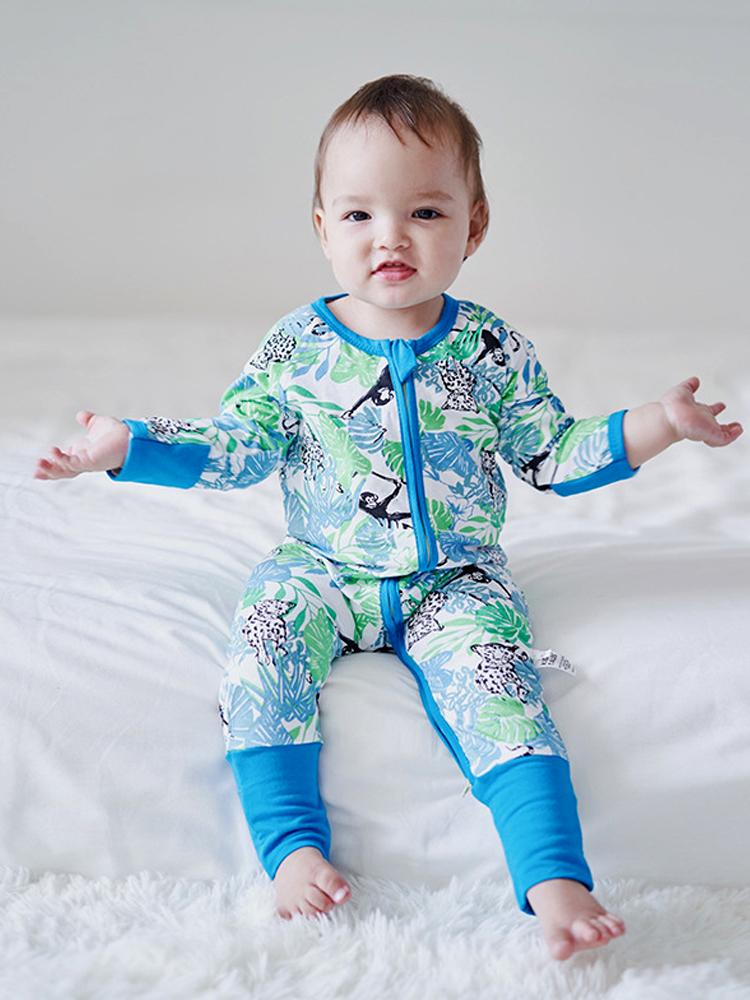 Monkey Blue Baby Zip Sleepsuit with Hand & Feet Cuffs (Various Sizes) - Image 5
