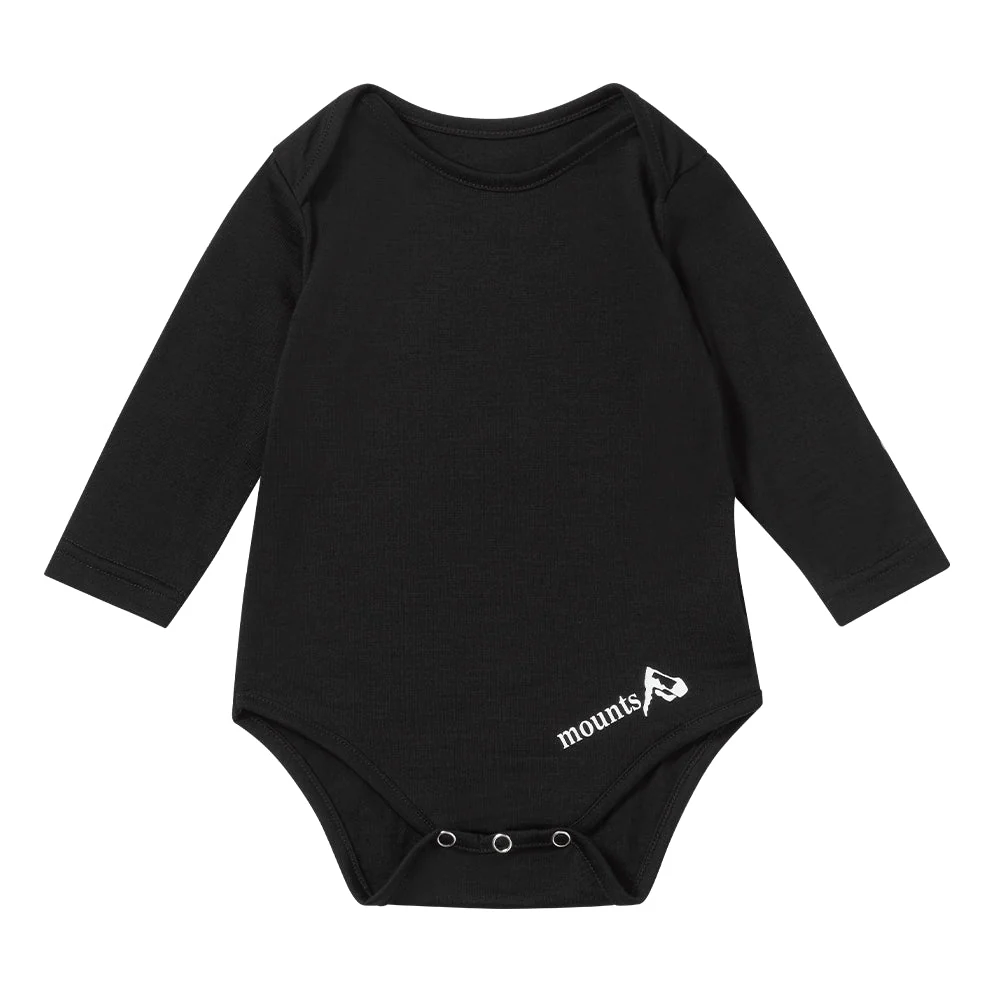 Mounts Thermal Cotton Baby Onsie - Black (18-24M)