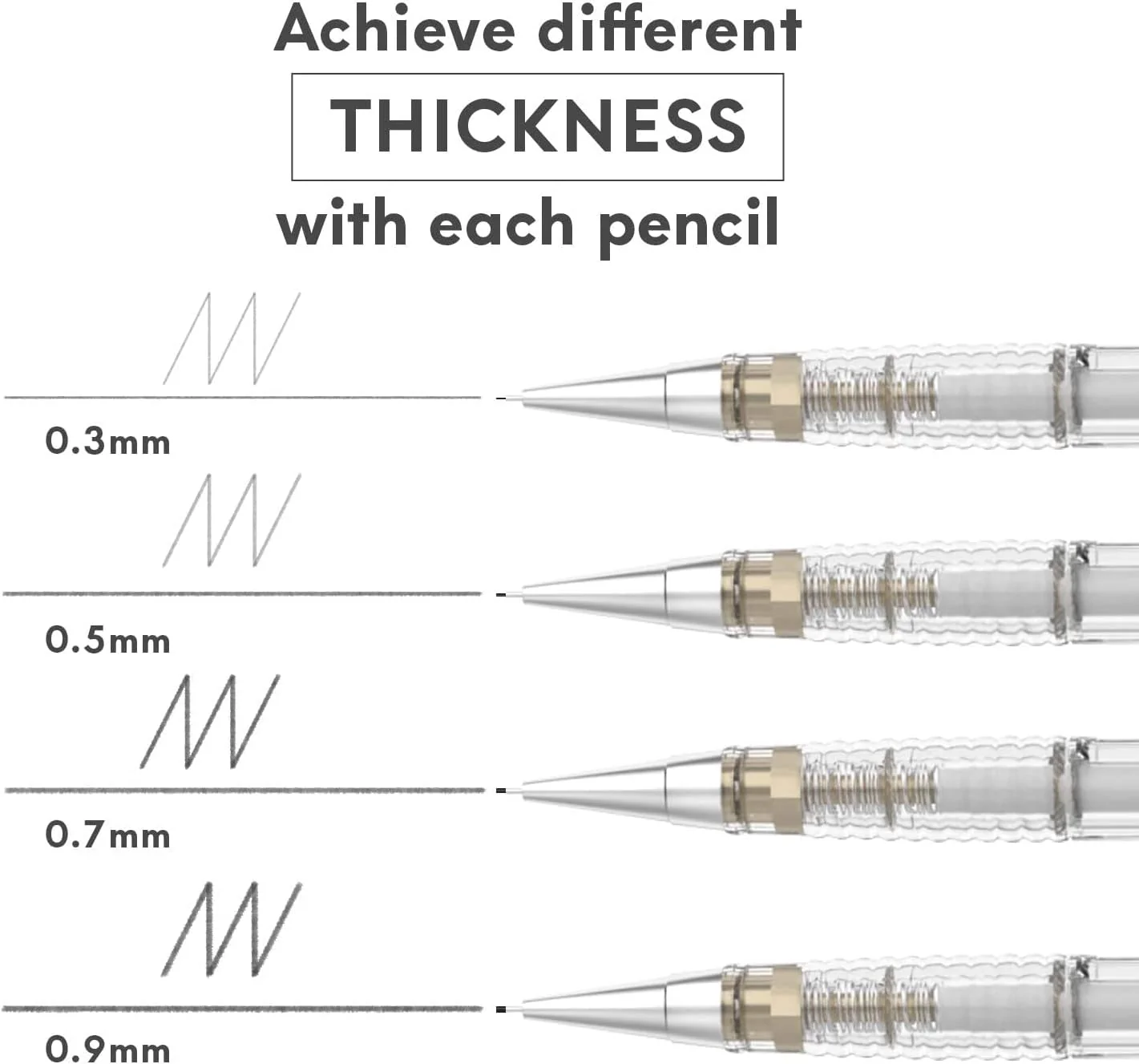 MozArt Essential Mechanical Pencil Set - 4 Sizes with Refills - Image 6